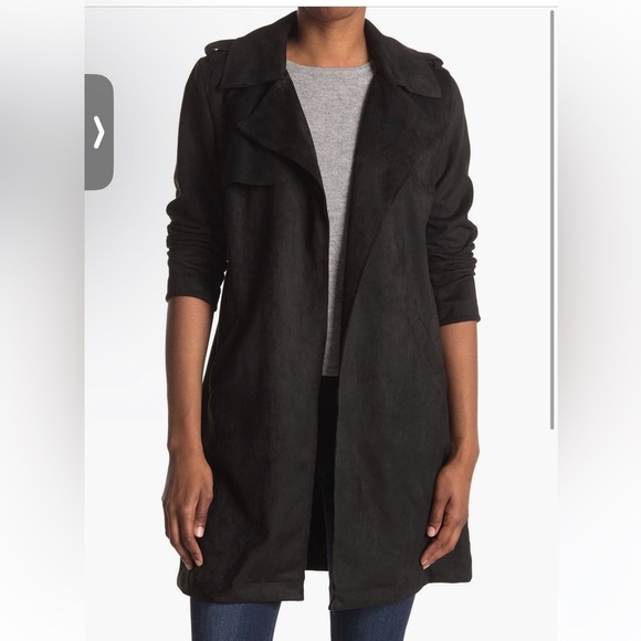 Ookie & Lala Jackets & Blazers - Women's Faux Suede Black 
Trench Coat